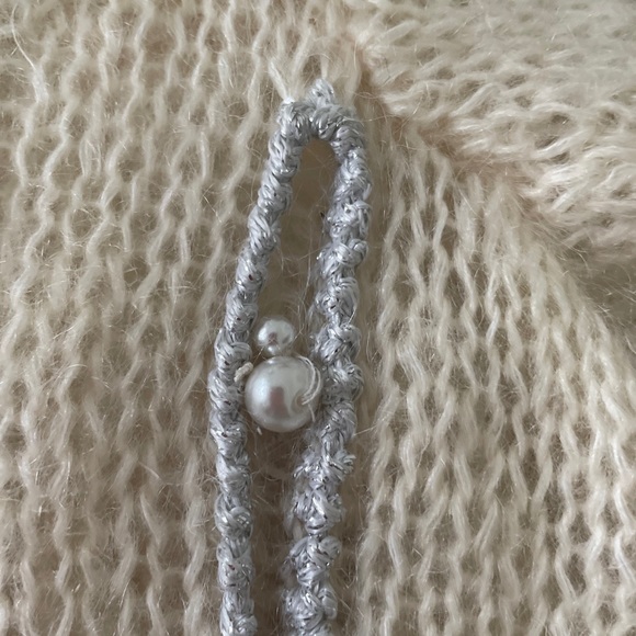 MOHAIR BEIGE SWEATER CARDIGAN WITH JEWELS SIZE MEDIUM - Picture 17 of 17